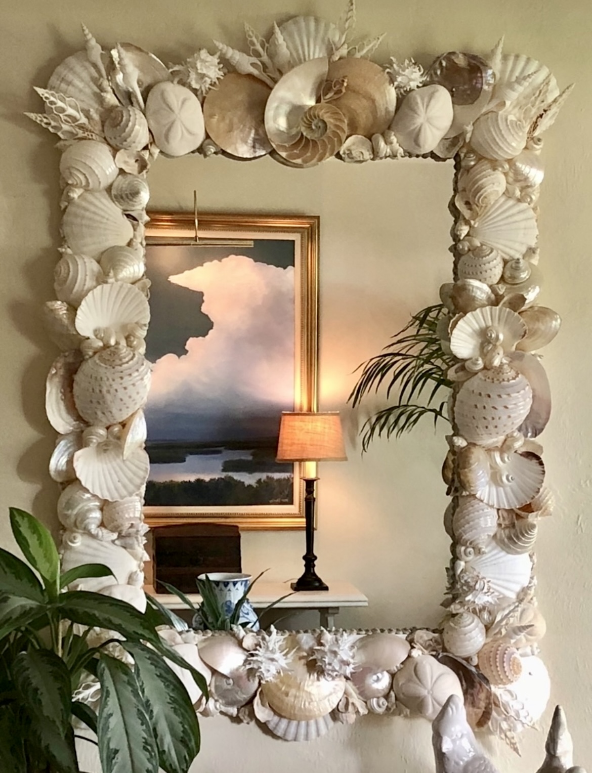 Glamorous shell mirror